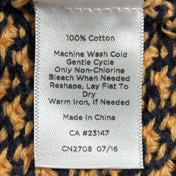 TALBOTS Basketweave Sweater M Petite Open Knit Cotton Navy Camel Neutral Classic - Picture 17 of 17